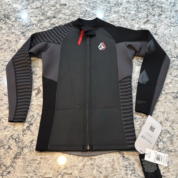Volcom | Swim Deadly Stones Neoprene Wetsuit Jacket in Black Gray Rash-guard XS - Picture 3 of 14